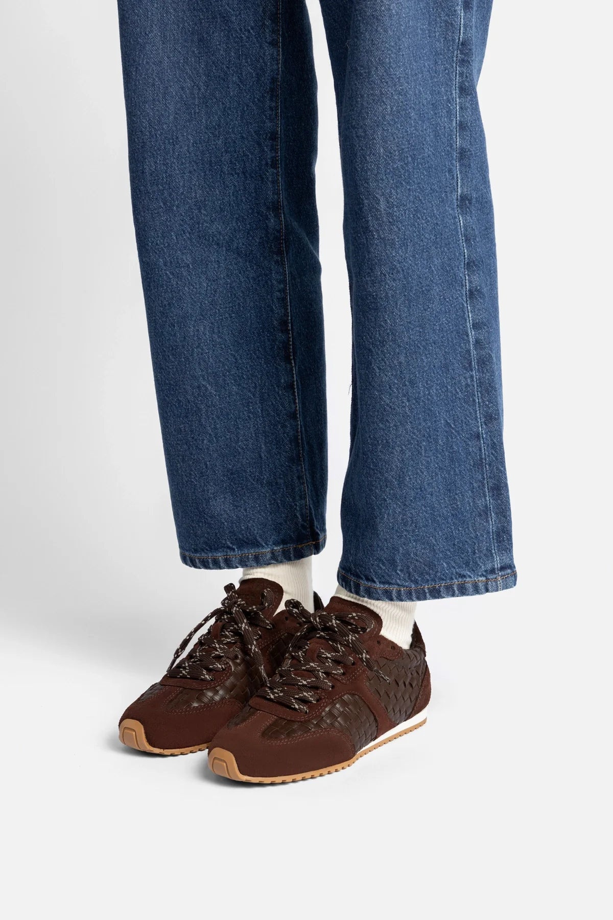 Stella Macrame Sneaker In Brown Leather and Suede