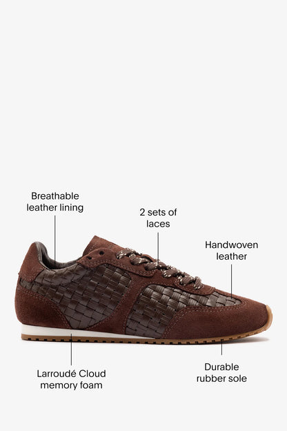 Stella Macrame Sneaker In Brown Leather and Suede