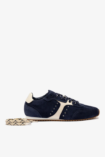 Stella Sneaker In Navy Suede and Ivory Leather