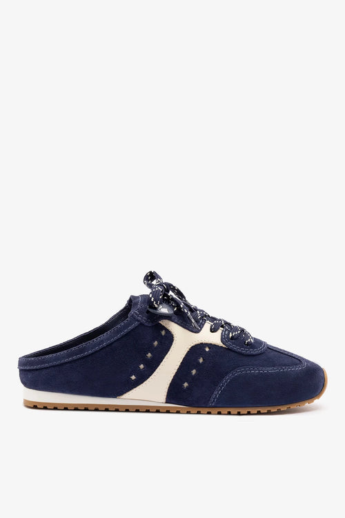 Stella Mule In Navy Suede and Ivory Leather