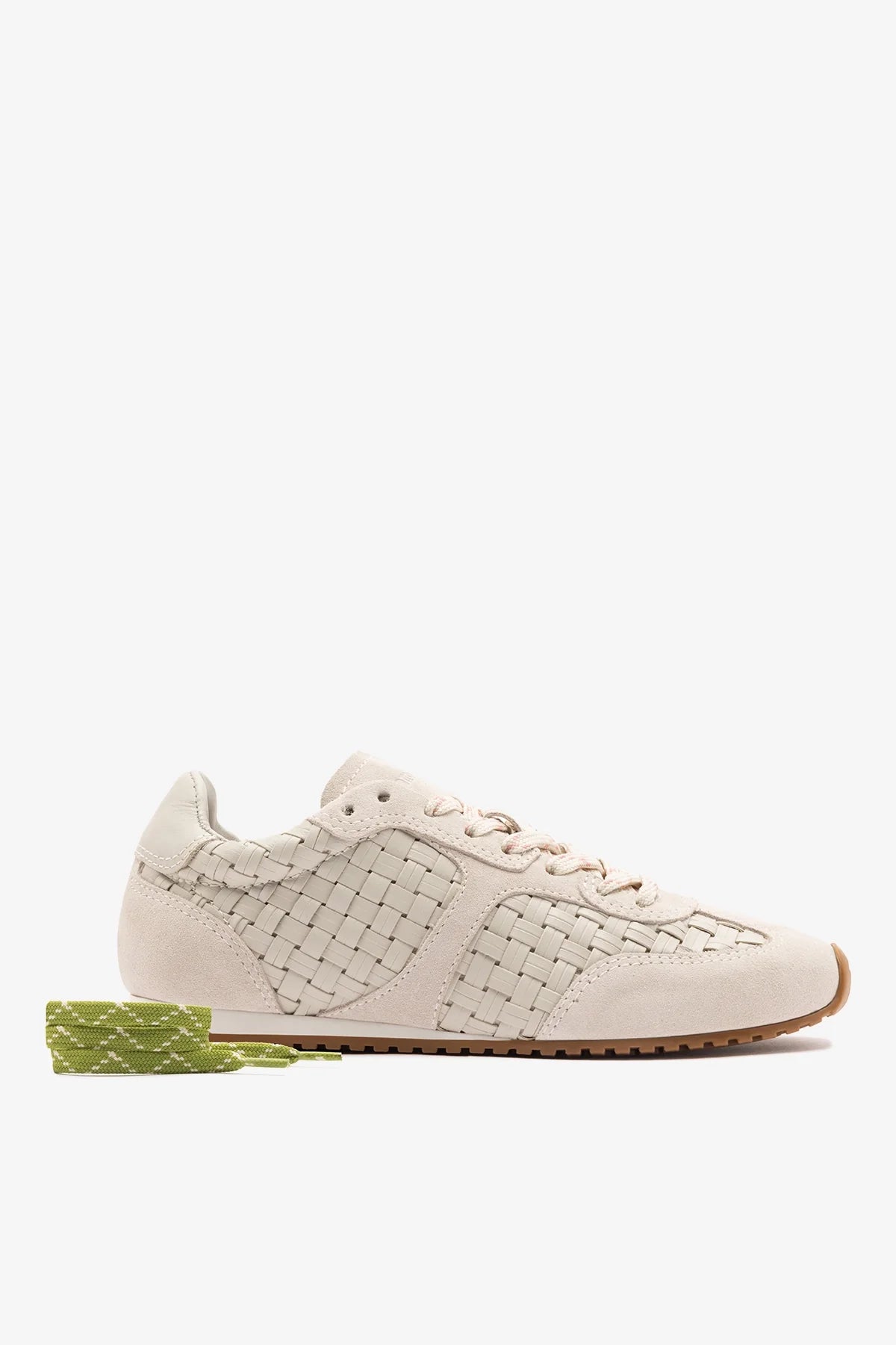 Stella Macrame Sneaker In Mushroom Grey Leather and Suede
