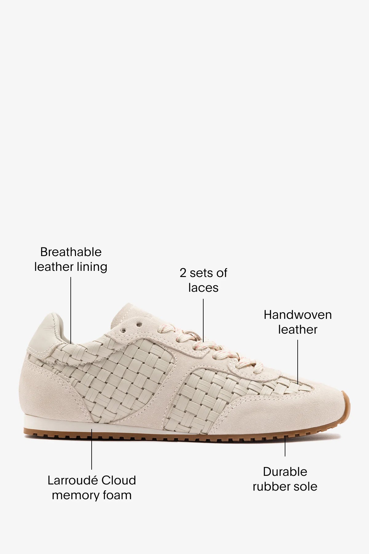 Stella Macrame Sneaker In Mushroom Grey Leather and Suede