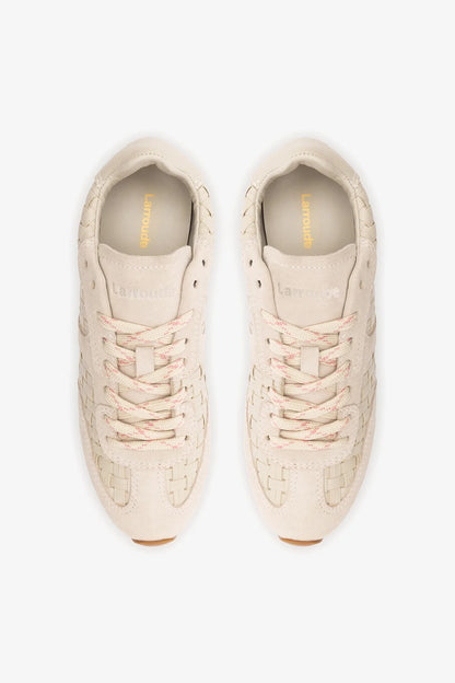 Stella Macrame Sneaker In Mushroom Grey Leather and Suede