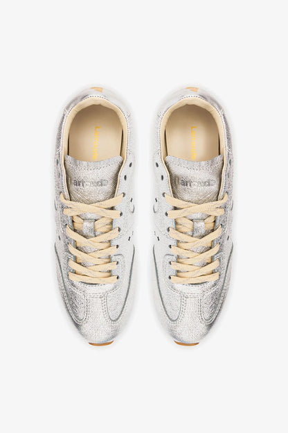 Stella Sneaker In Silver Metallic Leather