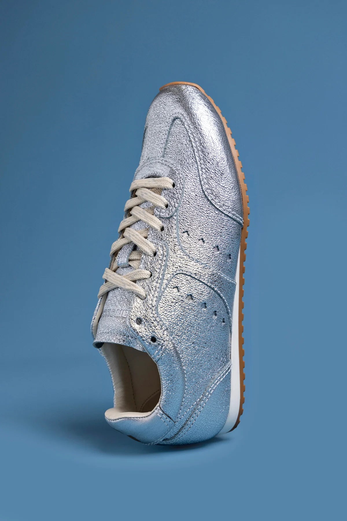Stella Sneaker In Silver Metallic Leather