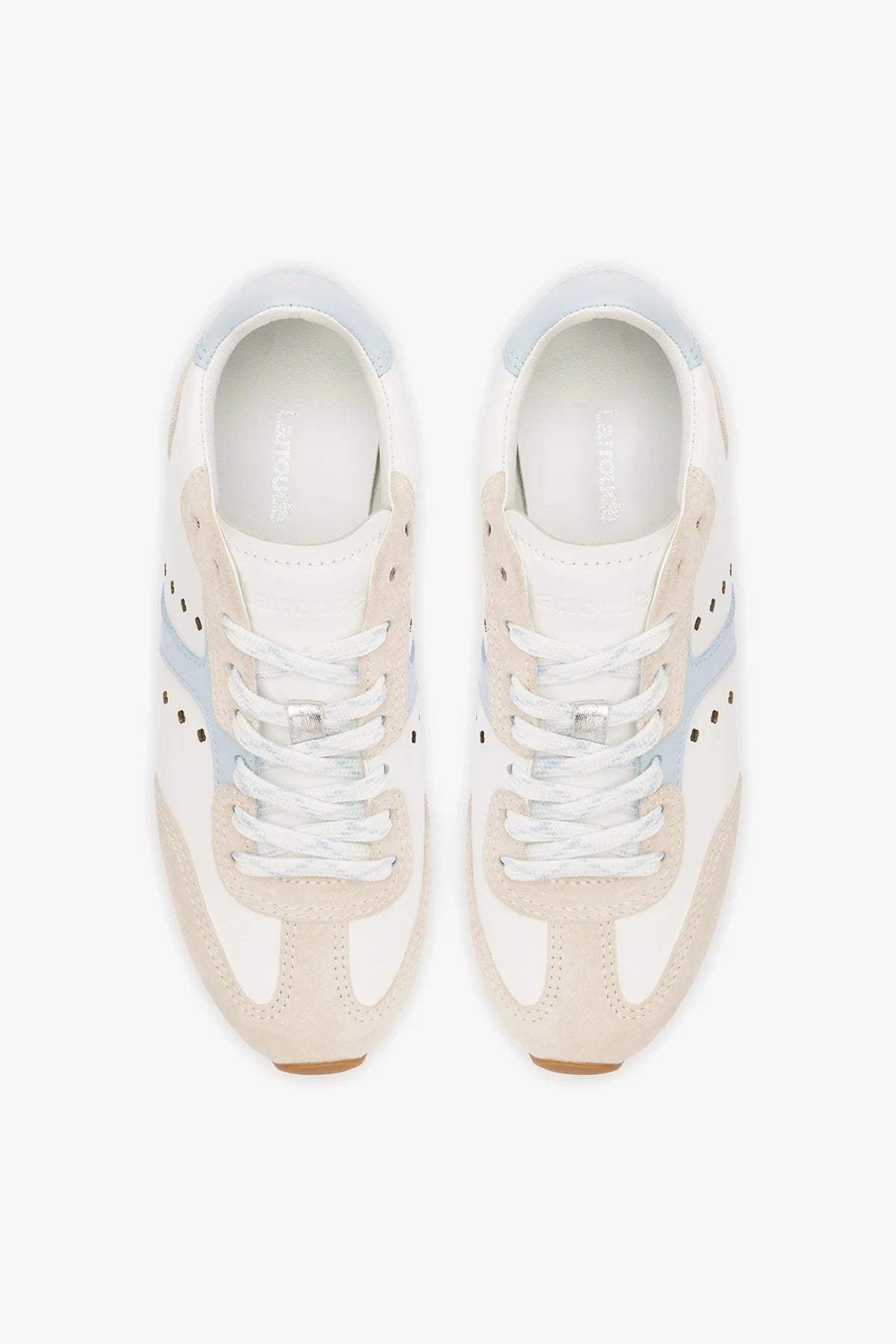 Stella Sneaker In Grey Suede, White Leather and Silver Metallic Leather