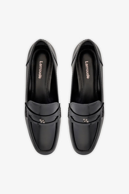 Suki Flatform Loafer In Black Box Leather