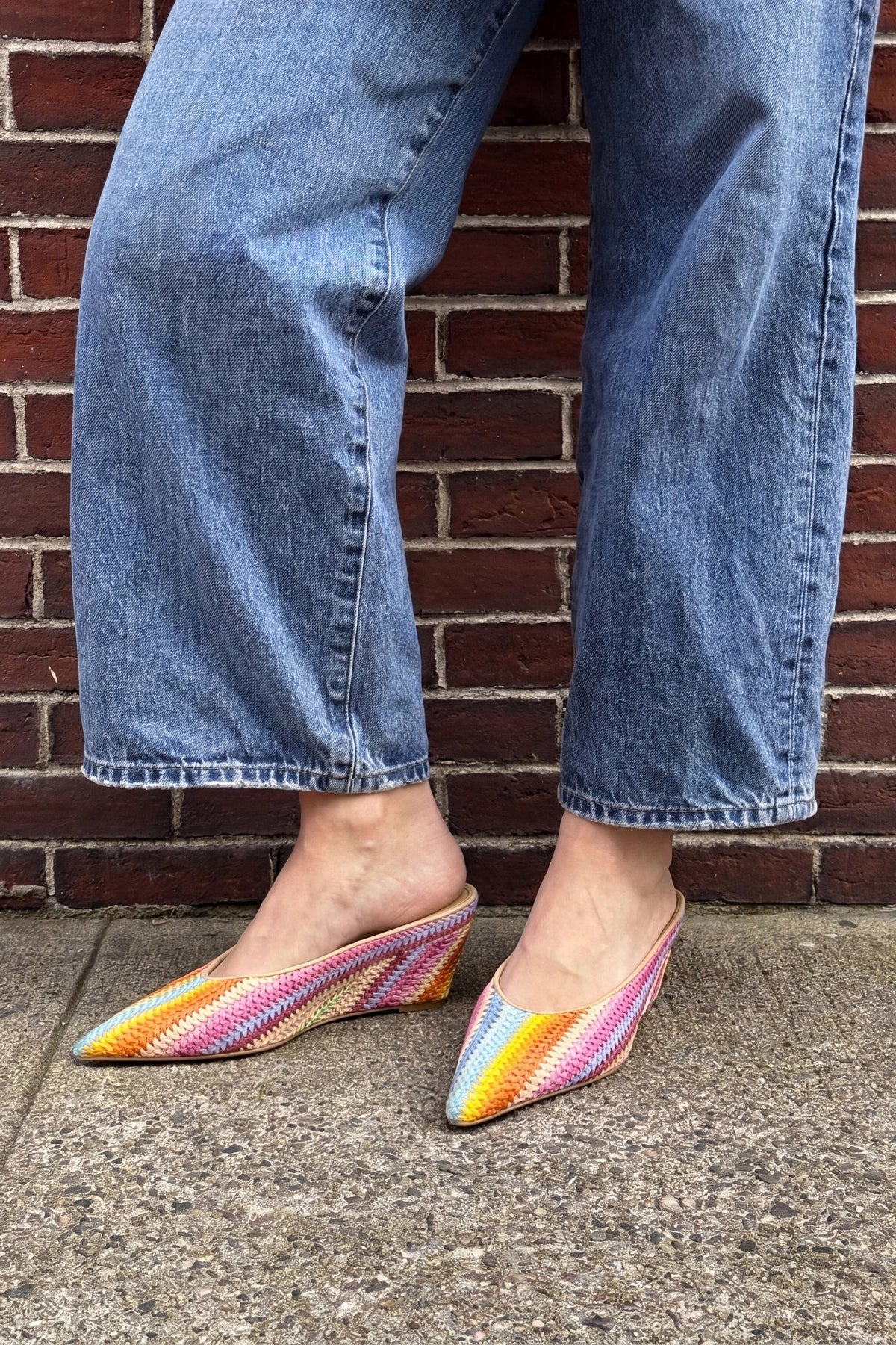 Loulou Mule Rainbow Raffia