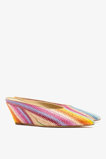 Loulou Mule Rainbow Raffia