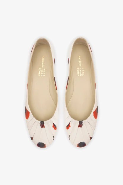 Jonathan Cohen by L.: Ballet Flat Ivory Printed Satin