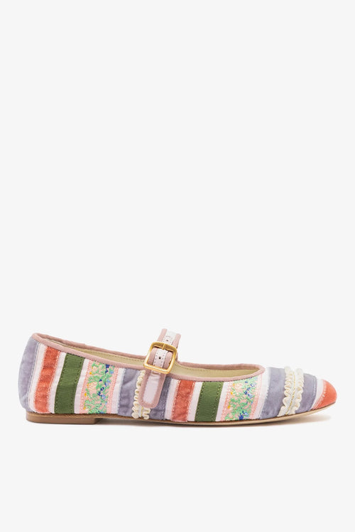 Larroudé x Tanner Fletcher: Ribbons & Ruffles Ballet Flat Multicolor Patchwork