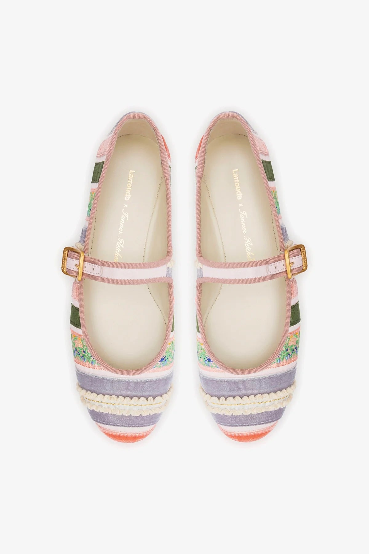 Larroudé x Tanner Fletcher: Ribbons & Ruffles Ballet Flat Multicolor Patchwork