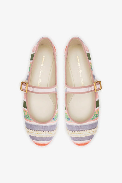 Larroudé x Tanner Fletcher: Ribbons & Ruffles Ballet Flat Multicolor Patchwork