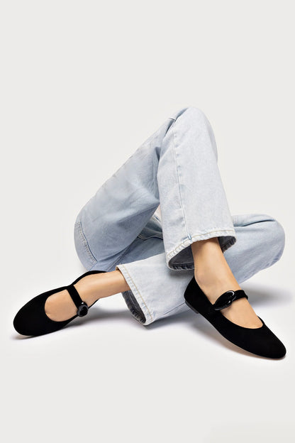 Verona Ballet Flat In Black Suede