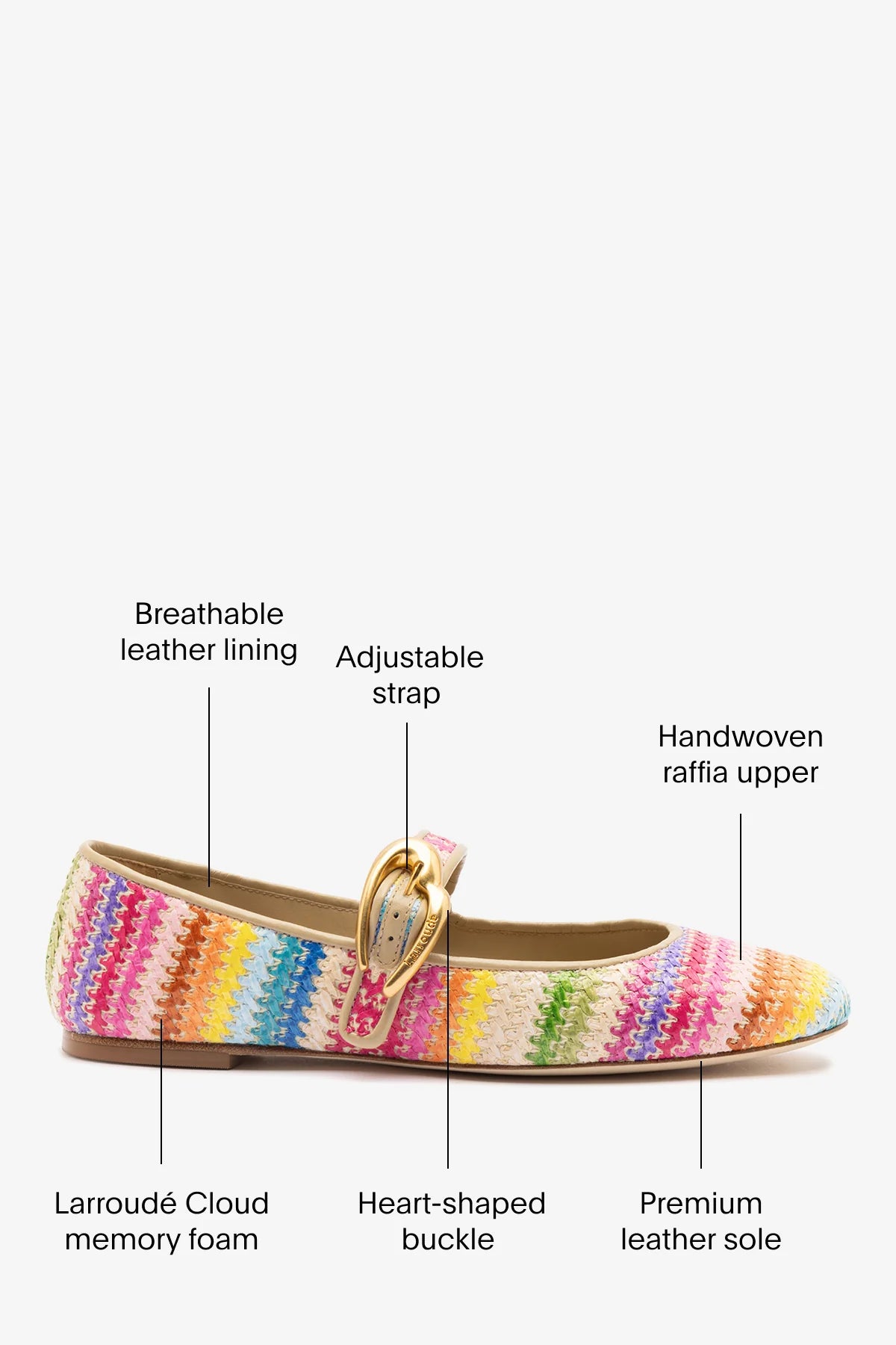 Verona Ballet Flat In Rainbow Raffia and Beige Leather