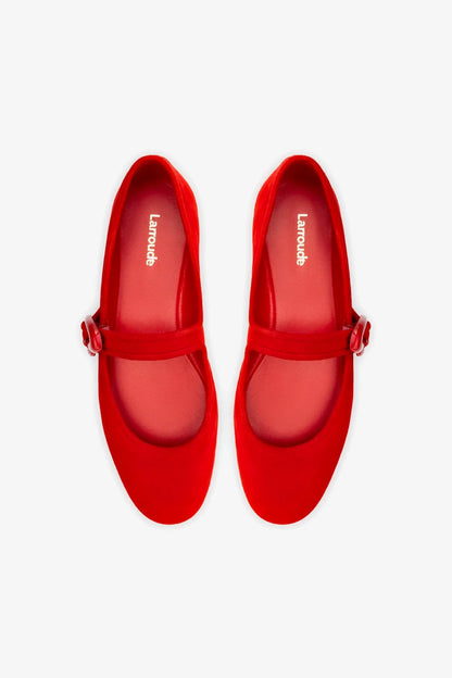 Verona Ballet Flat In Scarlet Suede