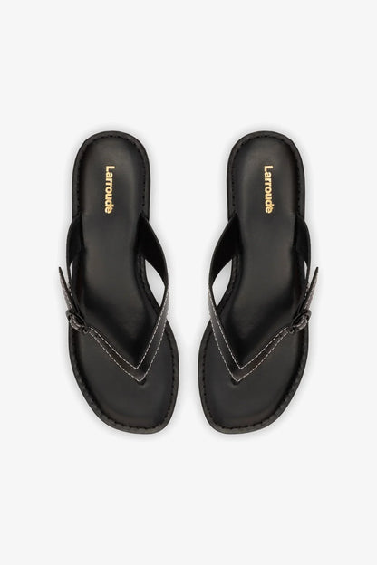 Mary Kate Flat Sandal In Black Leather