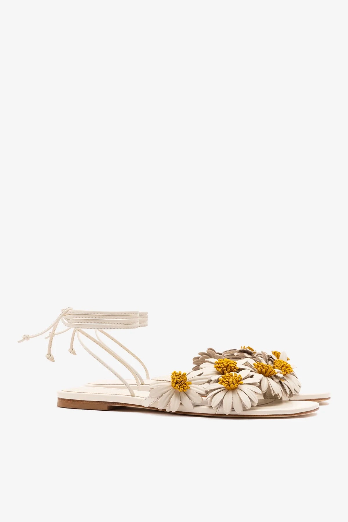 Fiore Flat Sandal Ivory Leather