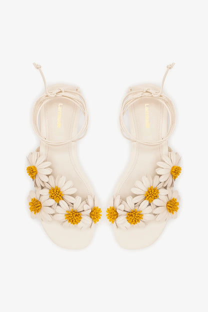 Fiore Flat Sandal Ivory Leather