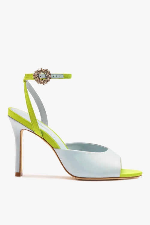 Jasmine Sandal Powder Blue and Green Satin