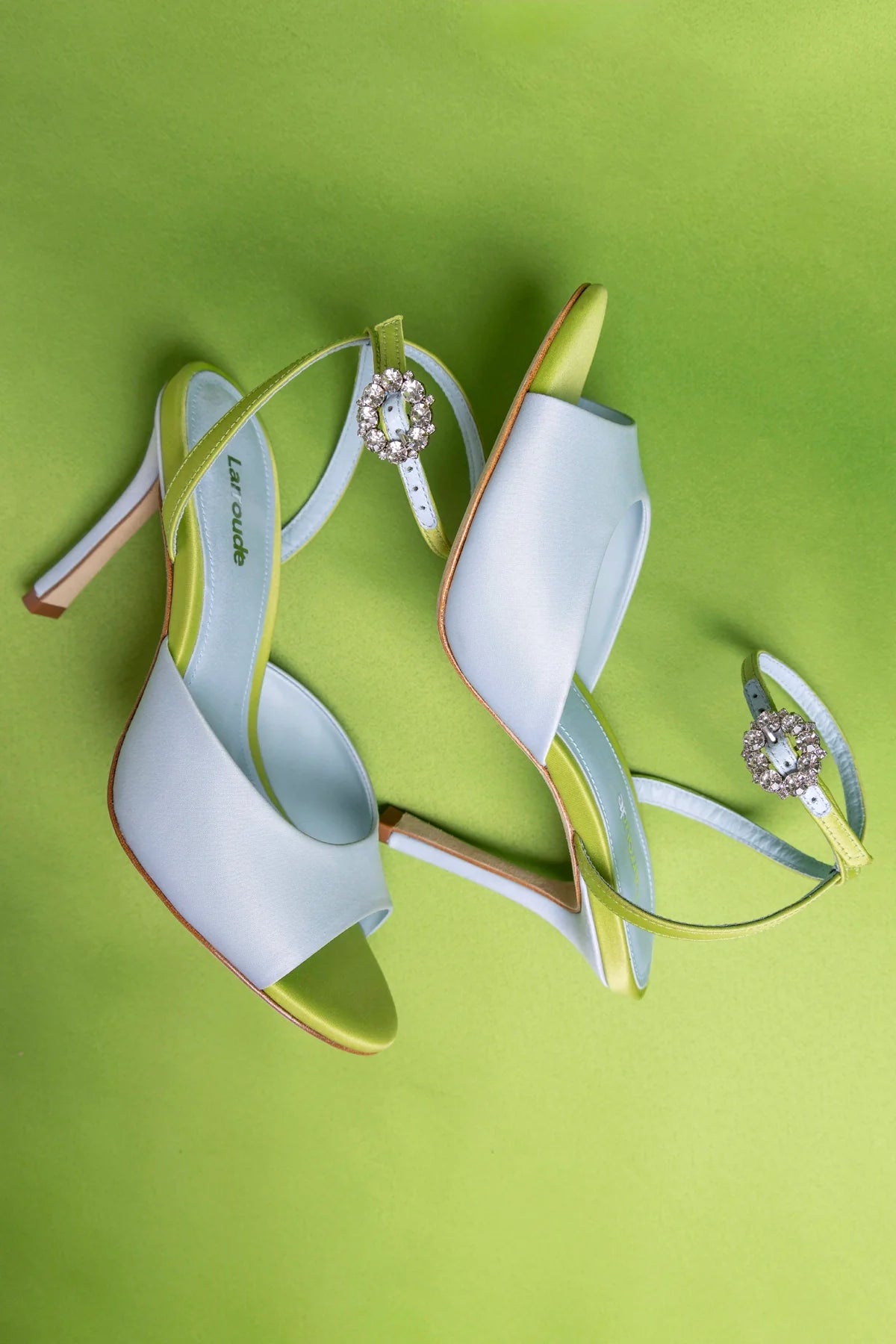 Jasmine Sandal Powder Blue and Green Satin