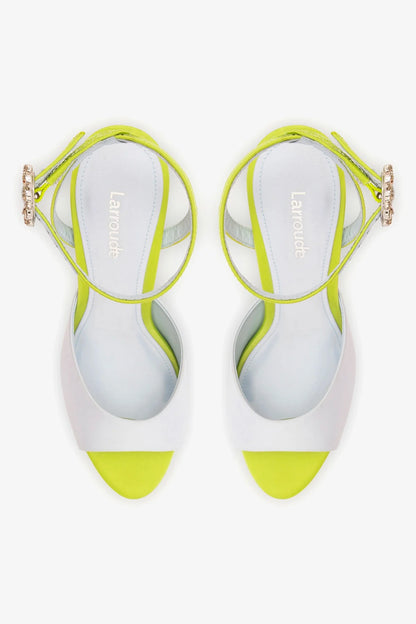Jasmine Sandal Powder Blue and Green Satin