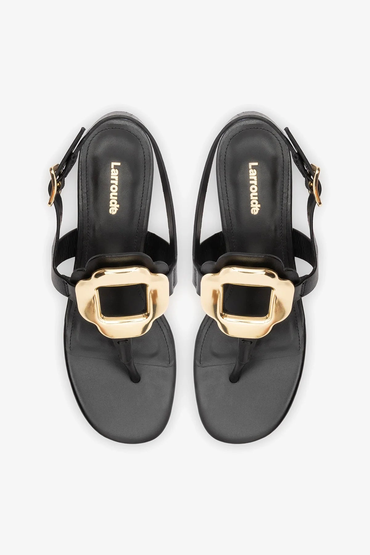 Margherita Block Thong Sandal Black Leather