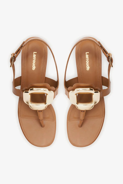 Margherita Block Thong Sandal Caramel Leather