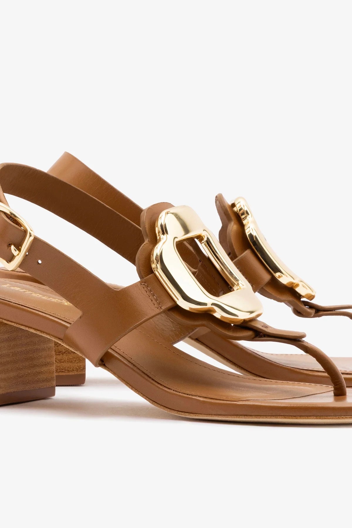 Margherita Block Thong Sandal Caramel Leather