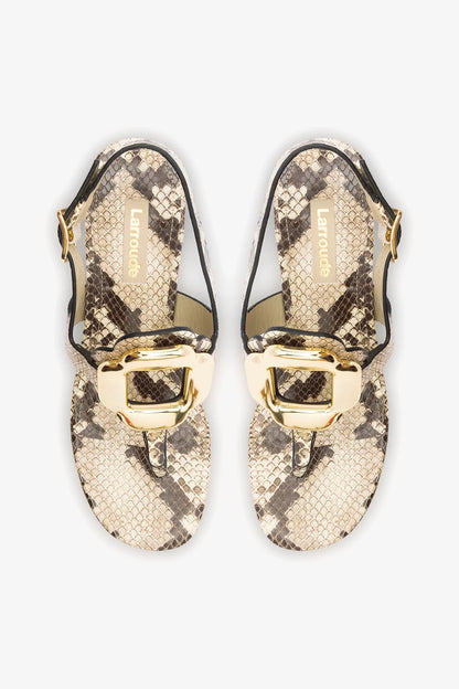 Margherita Block Thong Sandal Snake Leather