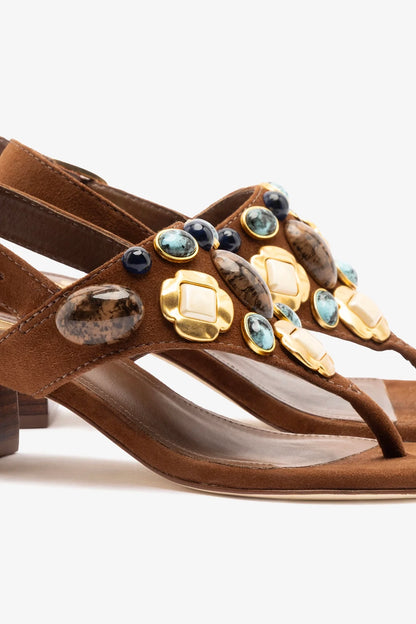 Talitha Block Sandal Burnt Umber Suede