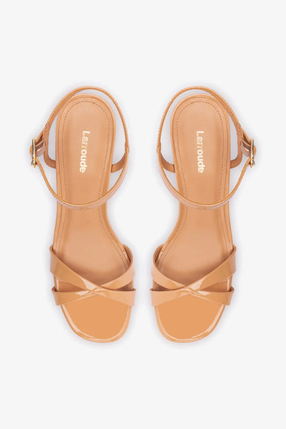 Bianca Low Sandal In Tan Patent Leather