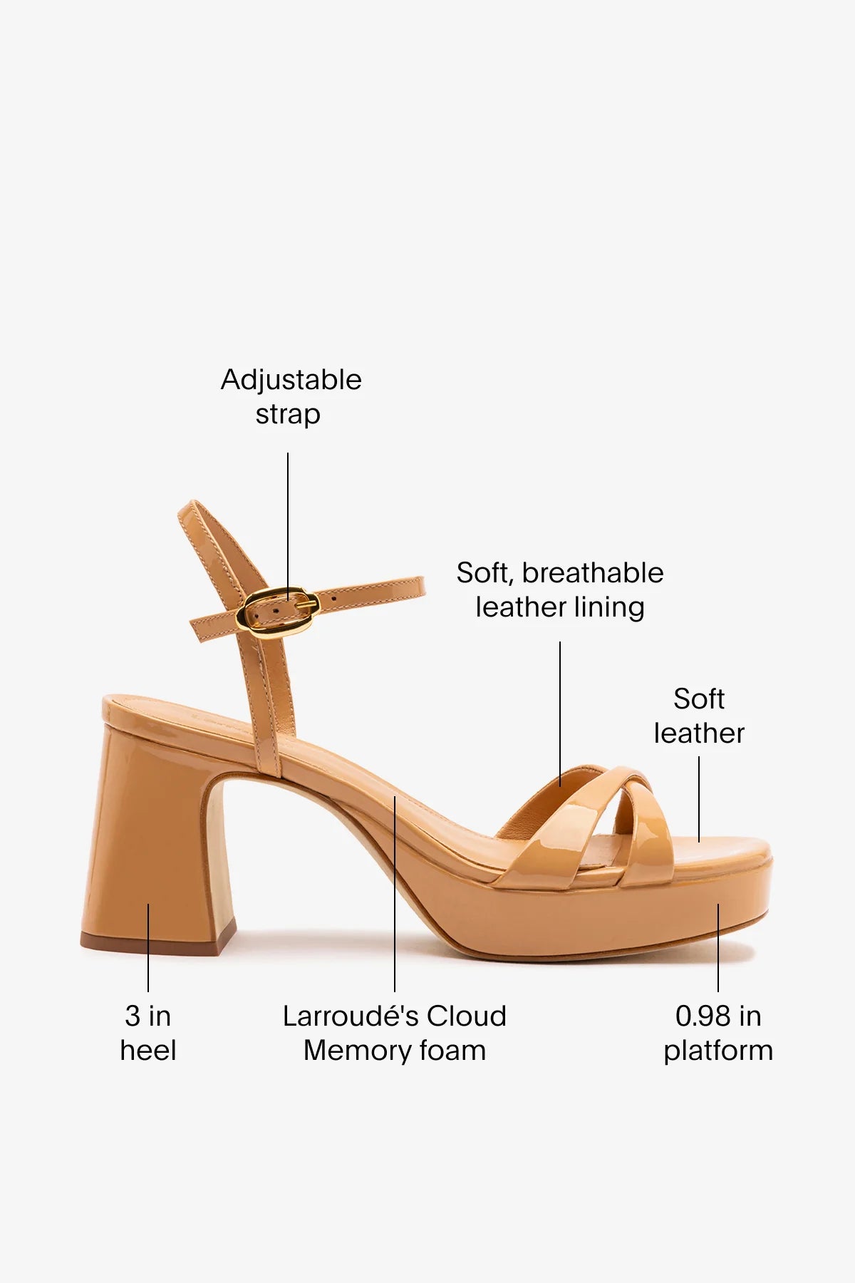 Bianca Low Sandal In Tan Patent Leather