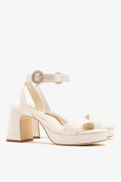 Larroudé x Markarian: Dolly Low Sandal White Lace