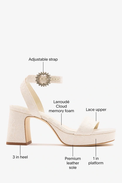 Larroudé x Markarian: Dolly Low Sandal White Lace