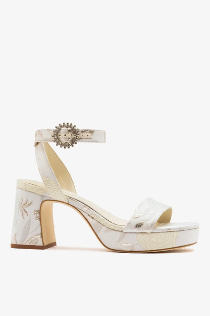Larroudé x Markarian: Dolly Low Sandal Ivory Brocade