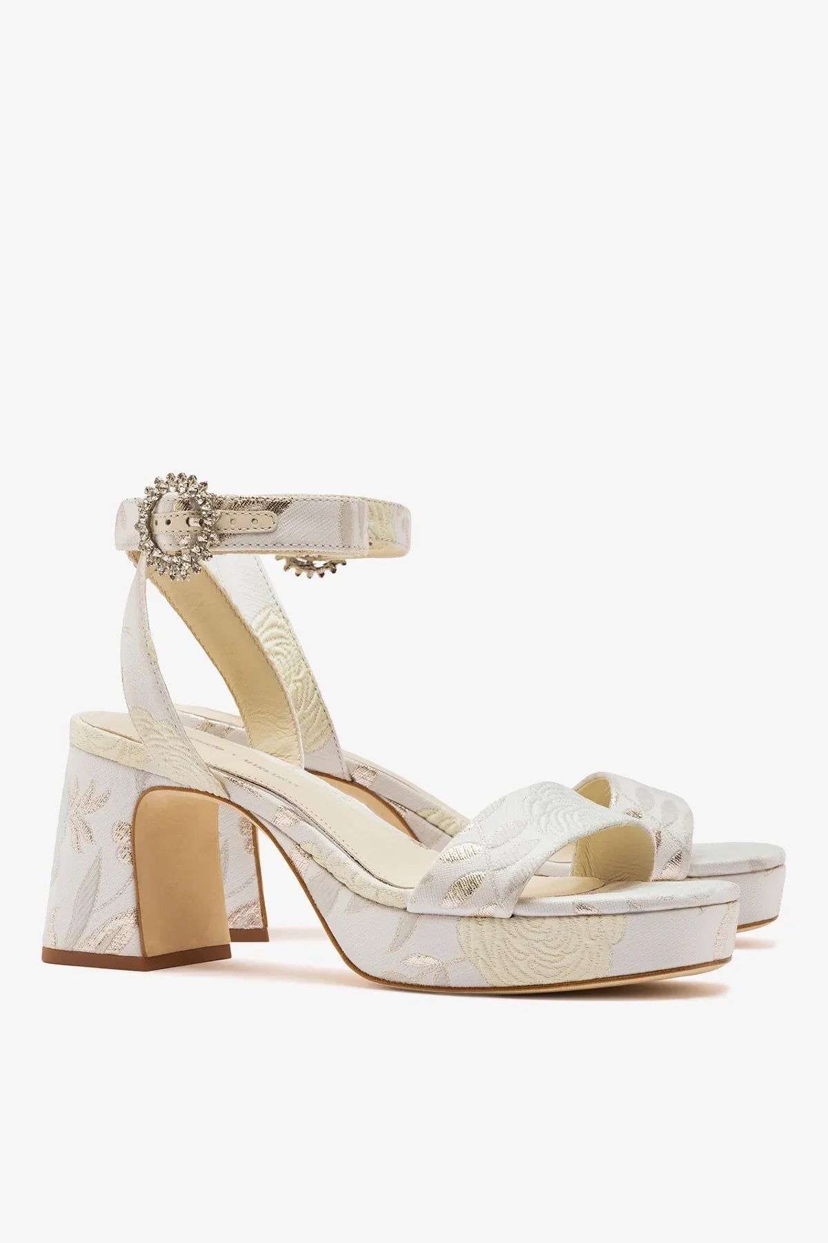 Larroudé x Markarian: Dolly Low Sandal Ivory Brocade