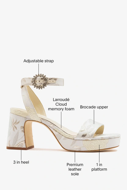 Larroudé x Markarian: Dolly Low Sandal Ivory Brocade