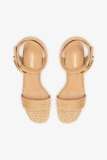 Dolly Verona Low Sandal In Natural Raffia and Beige Leather