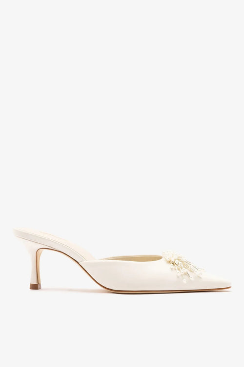 Carine Mule White Satin
