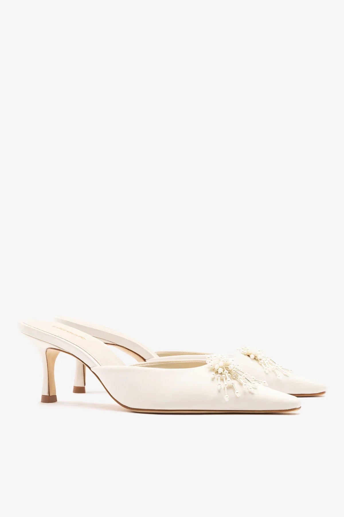Carine Mule White Satin