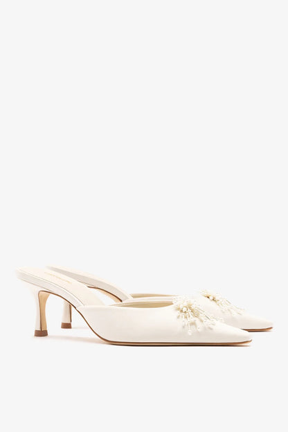 Carine Mule White Satin