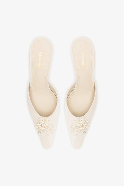 Carine Mule White Satin