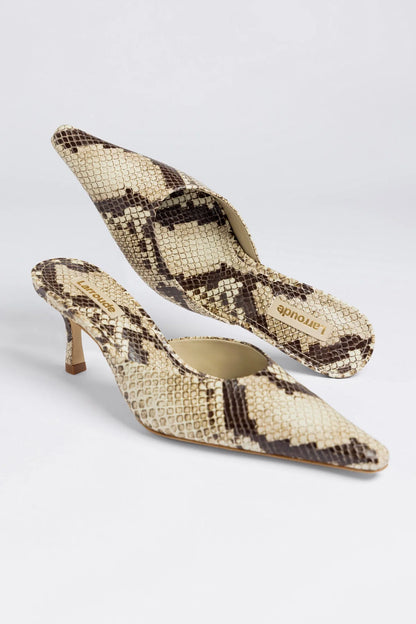 Carine Mule Neutral Snake Leather