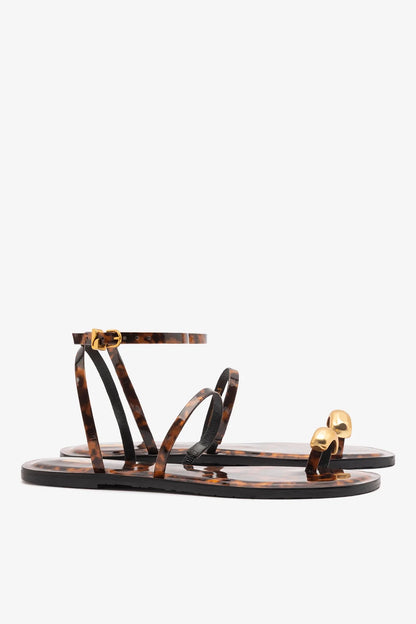 Biarritz Flat Sandal Tortoise Leather