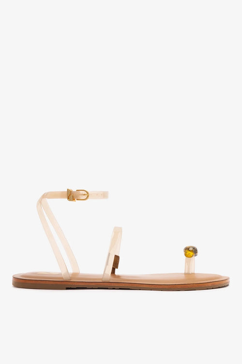Biarritz Jelly Flat Sandal In Ivory Vinyl