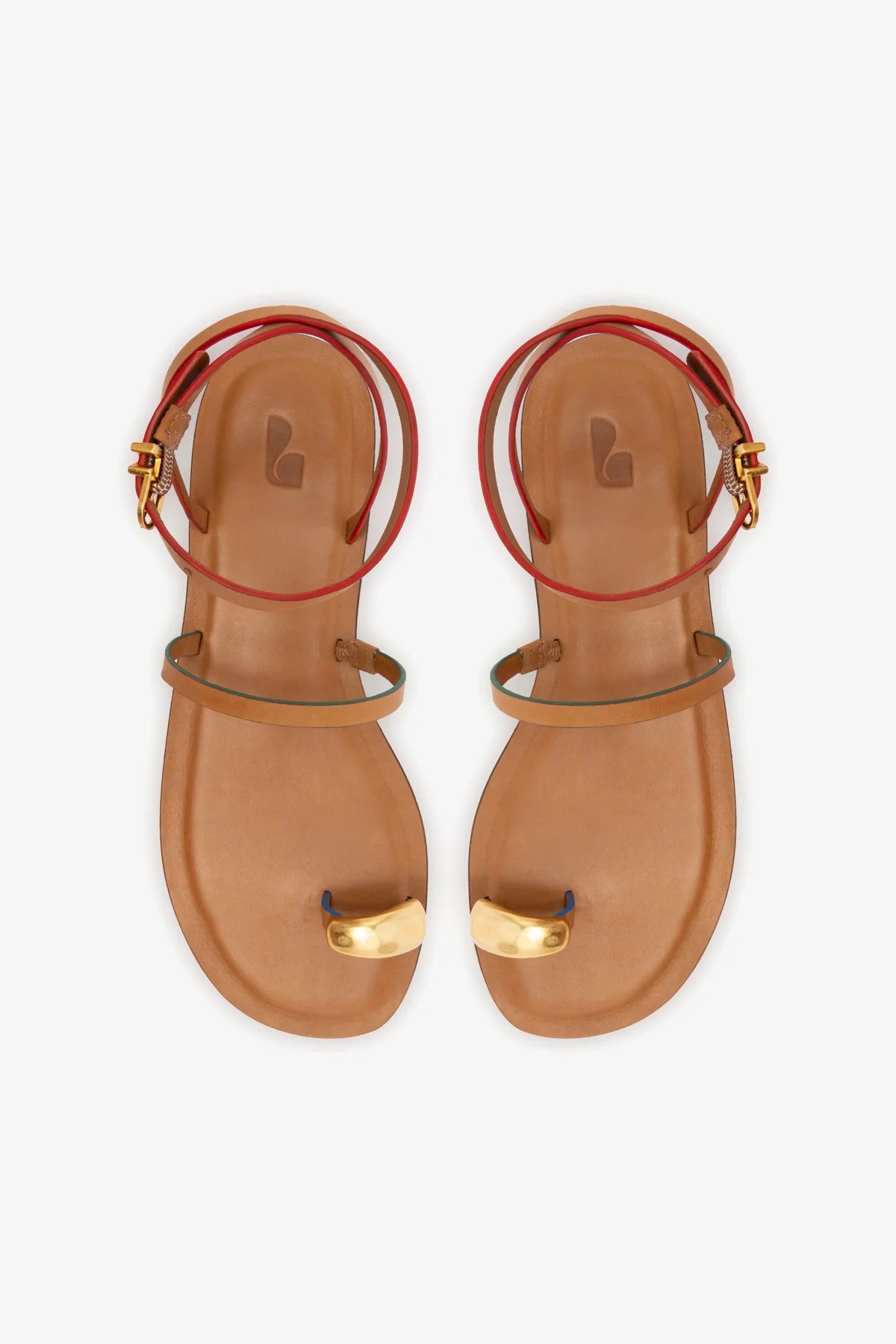 Biarritz Flat Sandal In Light Caramel Leather