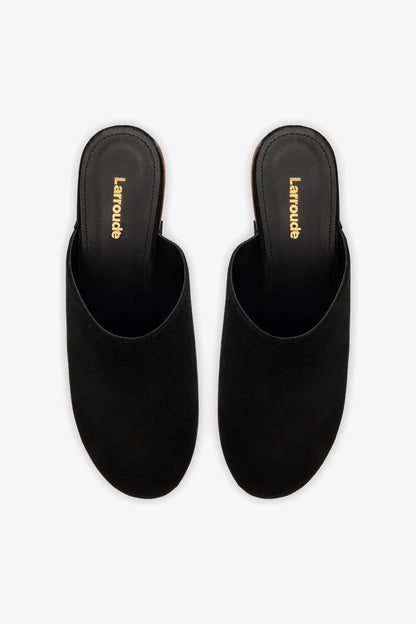Miso Wooden Platform Clog In Black Suede