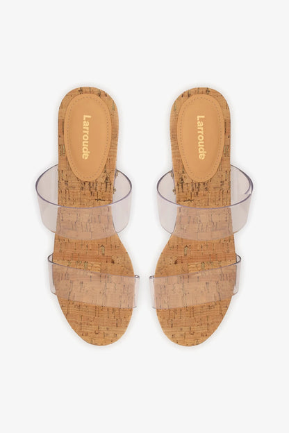 Miso Clear Platform Sandal In Clear Vinyl and Natural Cork