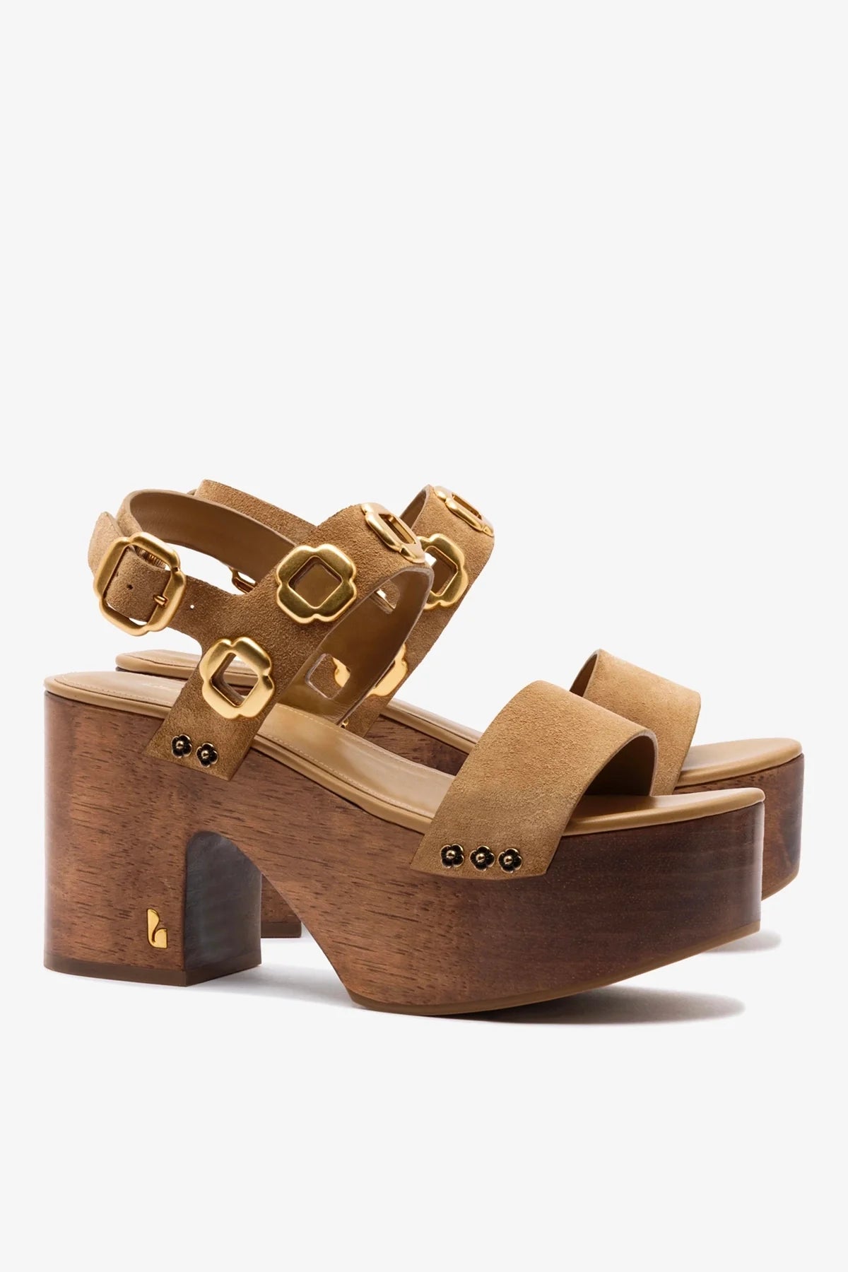 Miso Wooden Platform Sandal In Peanut Suede